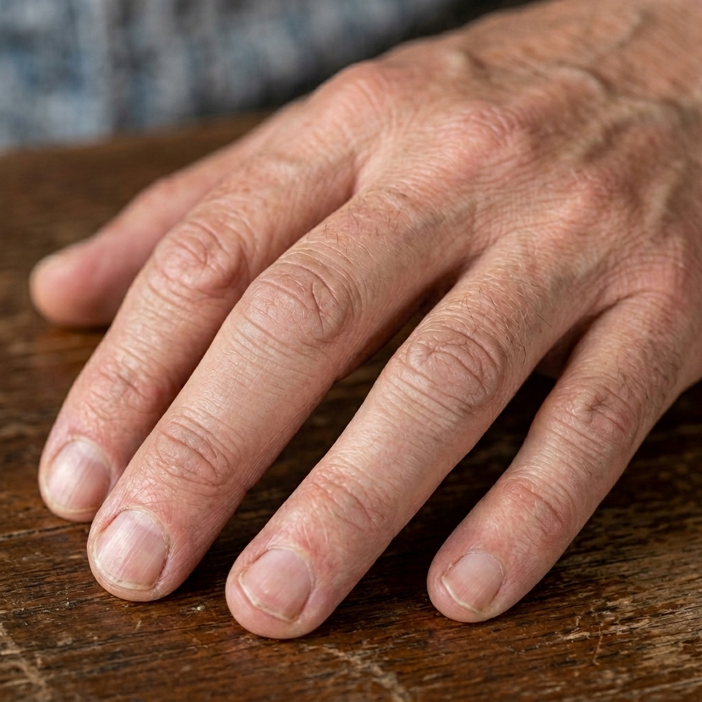Hand clear of flat warts on fingers after treatment