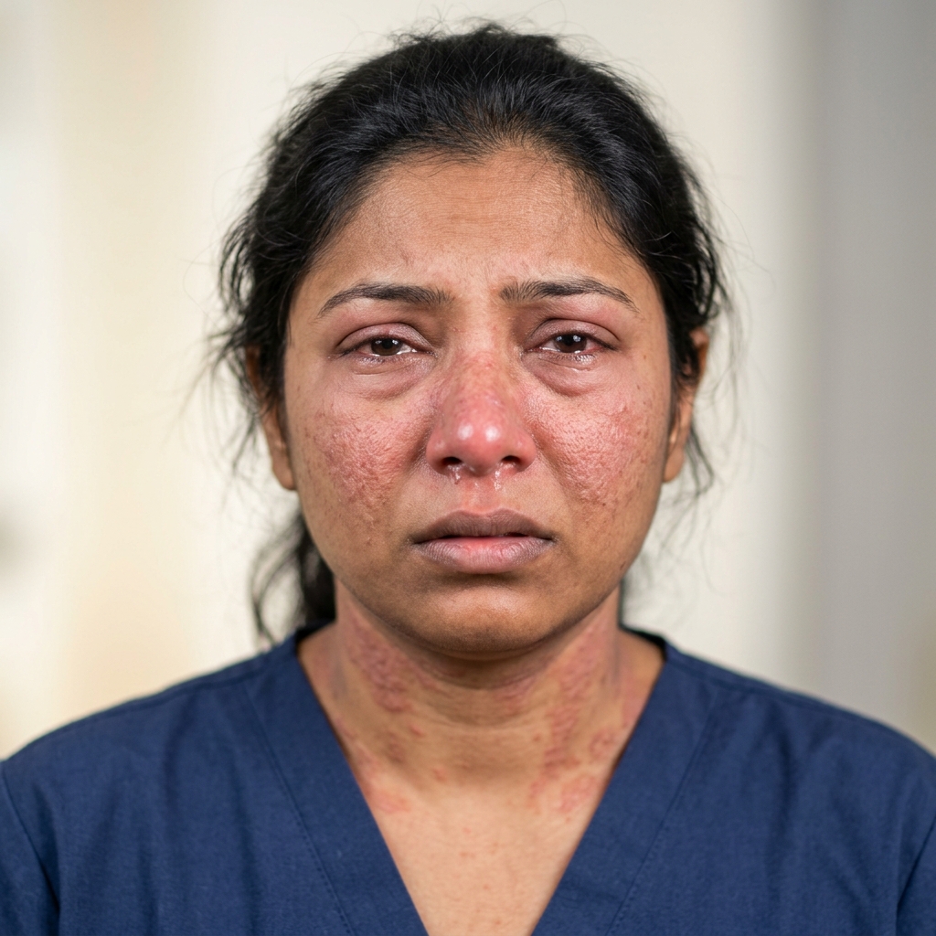 Allergic skin condition before treatment